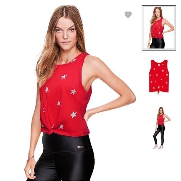 VS PINK Americana Knotted Muscle Tank - Picture 2 of 3